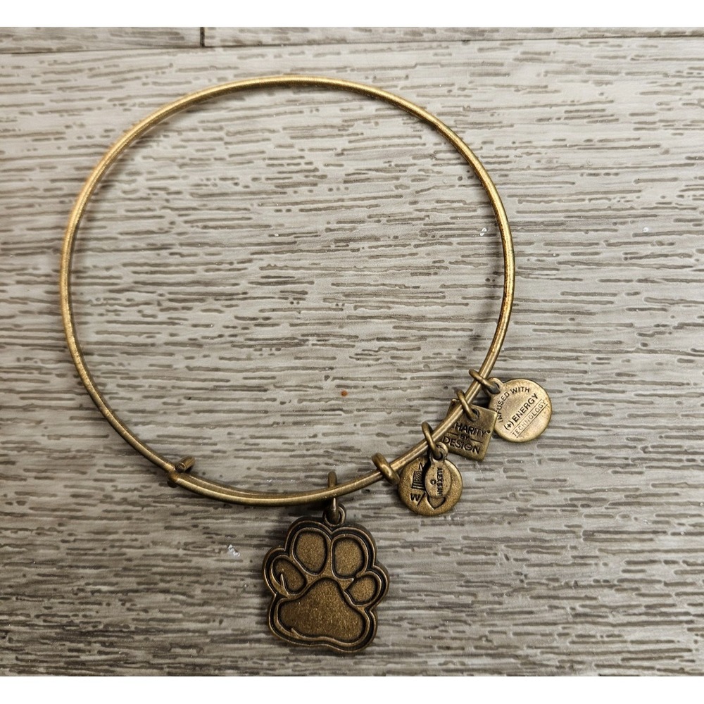 Alex And Ani Rafaelian  Expandable Bangle Bracelet Dog Paw Charm